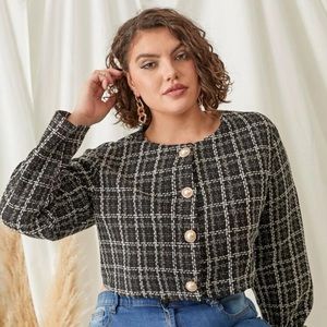 Tweed Plaid Blazer | Plus Size